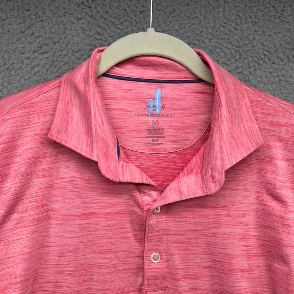 Johnnie-O Polo Shirt Mens Medium Azalea Pink Huron Featherweight Preppy Golf - Picture 3 of 9